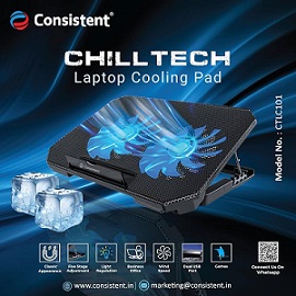 Consistent Laptop Cooling Pad Chilltech with 2 RGB Fan Silent Cooling Fan