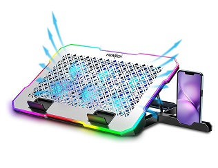 Frontech Laptop Cooling Pad | 6×60mm RGB Fans | Heat Dissipation Design | Adjustable Height & Angle | Mobile Stand | Dual USB 2.0 | Anti-Slip Holder | 9–17 Inch Laptops | 1 Year Warranty (CP-0014)
