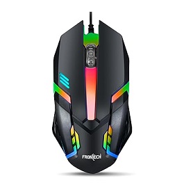 FRONTECH Wired USB Gaming Mouse | 3 Button Mouse| RGB Light| 1200 DPI | Scroll Wheel| Compact and Stylish Grip| USB Plug & Play (MS-0070, Black)