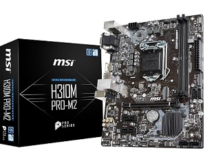 MSI H310M PRO-M2 Motherboard, mATX - Supports 9th/8th Gen Intel Core/Pentium Gold/Celeron Processors, LGA 1151 – DDR4 Memory Boost 2666+ MT/s OC, 1 x PCIe 3.0 x16, 1 x M.2, Intel I219-V Gigabit LAN
