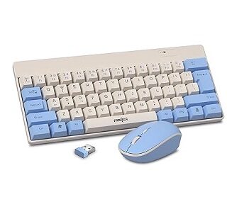 Frontech Wireless Keyboard and Mouse Combo | 2.4GHz | 61-Key Compact Layout | 1600 DPI Optical Mouse | 1-Year Warranty (KB-0032BLU)